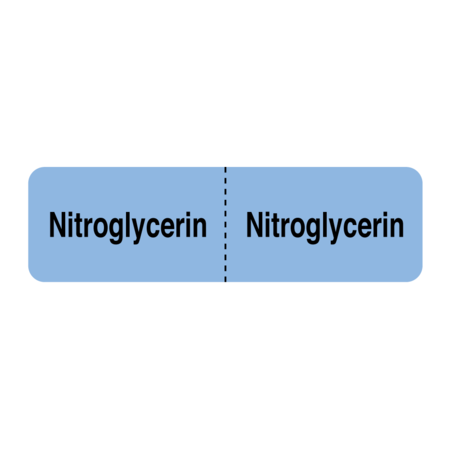 NEVS IV Drug Line Label - Nitroglyercin/Nitroglyercin 7/8" x3" Blue w/Black N-2485